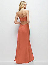 Side View Thumbnail - Terracotta Copper Strapless Empire Waist Cutout Maxi Dress with Covered Button Detail