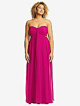 Alt View 1 Thumbnail - Think Pink Strapless Empire Waist Cutout Maxi Dress with Covered Button Detail