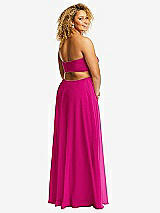 Alt View 3 Thumbnail - Think Pink Strapless Empire Waist Cutout Maxi Dress with Covered Button Detail