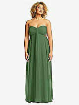 Alt View 1 Thumbnail - Vineyard Green Strapless Empire Waist Cutout Maxi Dress with Covered Button Detail