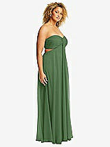 Alt View 2 Thumbnail - Vineyard Green Strapless Empire Waist Cutout Maxi Dress with Covered Button Detail