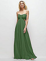 Front View Thumbnail - Vineyard Green Strapless Empire Waist Cutout Maxi Dress with Covered Button Detail