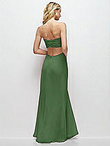 Side View Thumbnail - Vineyard Green Strapless Empire Waist Cutout Maxi Dress with Covered Button Detail