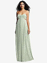 Alt View 5 Thumbnail - Vintage Primrose Sage Strapless Empire Waist Cutout Maxi Dress with Covered Button Detail