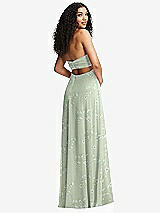 Alt View 7 Thumbnail - Vintage Primrose Sage Strapless Empire Waist Cutout Maxi Dress with Covered Button Detail