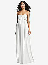 Alt View 5 Thumbnail - White Strapless Empire Waist Cutout Maxi Dress with Covered Button Detail