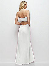 Side View Thumbnail - White Strapless Empire Waist Cutout Maxi Dress with Covered Button Detail