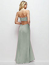 Side View Thumbnail - Willow Green Strapless Empire Waist Cutout Maxi Dress with Covered Button Detail