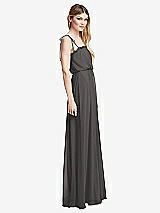 Side View Thumbnail - Caviar Gray Skinny Tie-Shoulder Ruffle-Trimmed Blouson Maxi Dress