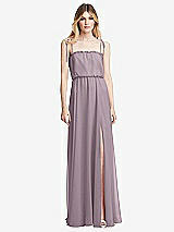 Front View Thumbnail - Lilac Dusk Skinny Tie-Shoulder Ruffle-Trimmed Blouson Maxi Dress