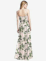 Rear View Thumbnail - Palm Beach Print Skinny Tie-Shoulder Ruffle-Trimmed Blouson Maxi Dress