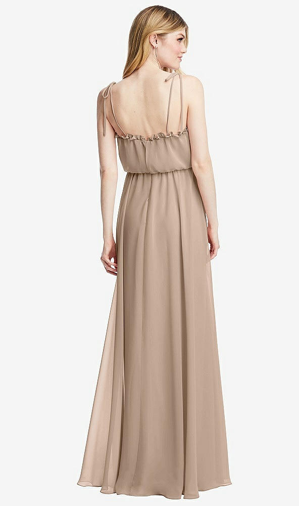 Back View - Topaz Skinny Tie-Shoulder Ruffle-Trimmed Blouson Maxi Dress