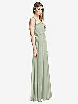 Side View Thumbnail - Celadon Skinny Tie-Shoulder Ruffle-Trimmed Blouson Maxi Dress