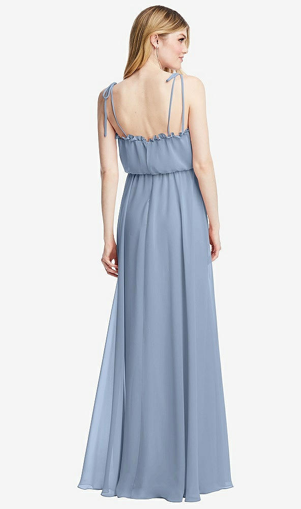 Back View - Cloudy Skinny Tie-Shoulder Ruffle-Trimmed Blouson Maxi Dress