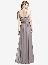 Rear View Thumbnail - Cashmere Gray Skinny Tie-Shoulder Ruffle-Trimmed Blouson Maxi Dress