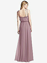 Rear View Thumbnail - Dusty Rose Skinny Tie-Shoulder Ruffle-Trimmed Blouson Maxi Dress