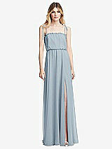 Front View Thumbnail - Mist Skinny Tie-Shoulder Ruffle-Trimmed Blouson Maxi Dress