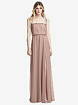 Front View Thumbnail - Neu Nude Skinny Tie-Shoulder Ruffle-Trimmed Blouson Maxi Dress