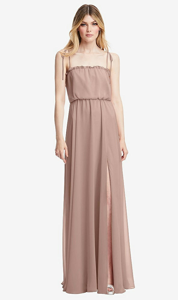 Front View - Neu Nude Skinny Tie-Shoulder Ruffle-Trimmed Blouson Maxi Dress