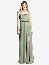 Front View Thumbnail - Sage Skinny Tie-Shoulder Ruffle-Trimmed Blouson Maxi Dress