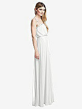 Side View Thumbnail - White Skinny Tie-Shoulder Ruffle-Trimmed Blouson Maxi Dress