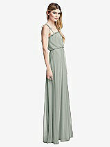 Side View Thumbnail - Willow Green Skinny Tie-Shoulder Ruffle-Trimmed Blouson Maxi Dress