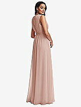 Rear View Thumbnail - Toasted Sugar Shirred Deep Plunge Neck Closed Back Chiffon Maxi Dress 