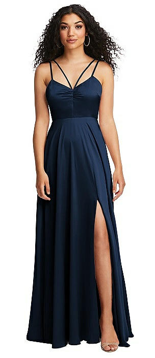 Dual Strap V-Neck Lace-Up Open-Back Maxi Dress