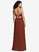 Rear View Thumbnail - Auburn Moon Dual Strap V-Neck Lace-Up Open-Back Maxi Dress