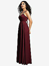 Side View Thumbnail - Cabernet Dual Strap V-Neck Lace-Up Open-Back Maxi Dress