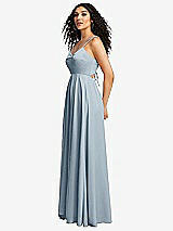 Side View Thumbnail - Mist Dual Strap V-Neck Lace-Up Open-Back Maxi Dress