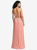 Rear View Thumbnail - Rose - PANTONE Rose Quartz Dual Strap V-Neck Lace-Up Open-Back Maxi Dress