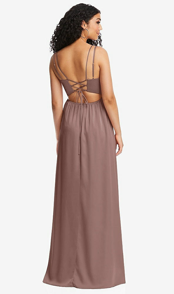 Back View - Sienna Dual Strap V-Neck Lace-Up Open-Back Maxi Dress