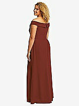 Alt View 3 Thumbnail - Auburn Moon Cuffed Off-the-Shoulder Pleated Faux Wrap Maxi Dress