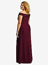 Alt View 3 Thumbnail - Cabernet Cuffed Off-the-Shoulder Pleated Faux Wrap Maxi Dress