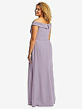 Alt View 3 Thumbnail - Lilac Haze Cuffed Off-the-Shoulder Pleated Faux Wrap Maxi Dress