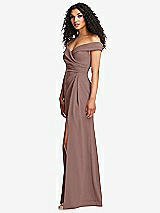 Side View Thumbnail - Sienna Cuffed Off-the-Shoulder Pleated Faux Wrap Maxi Dress