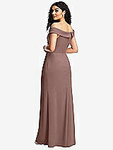 Rear View Thumbnail - Sienna Cuffed Off-the-Shoulder Pleated Faux Wrap Maxi Dress