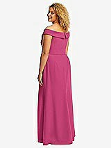 Alt View 3 Thumbnail - Tea Rose Cuffed Off-the-Shoulder Pleated Faux Wrap Maxi Dress