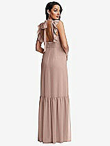 Rear View Thumbnail - Neu Nude Tiered Ruffle Plunge Neck Open-Back Maxi Dress with Deep Ruffle Skirt