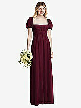 Alt View 1 Thumbnail - Cabernet Regency Empire Waist Puff Sleeve Chiffon Maxi Dress