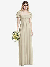 Alt View 1 Thumbnail - Champagne Regency Empire Waist Puff Sleeve Chiffon Maxi Dress