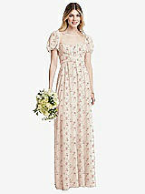 Alt View 1 Thumbnail - Coquette Floral Print Regency Empire Waist Puff Sleeve Chiffon Maxi Dress