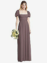 Alt View 1 Thumbnail - French Truffle Regency Empire Waist Puff Sleeve Chiffon Maxi Dress