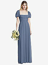 Alt View 1 Thumbnail - Larkspur Blue Regency Empire Waist Puff Sleeve Chiffon Maxi Dress