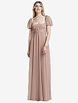 Front View Thumbnail - Neu Nude Regency Empire Waist Puff Sleeve Chiffon Maxi Dress