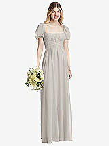 Alt View 1 Thumbnail - Oyster Regency Empire Waist Puff Sleeve Chiffon Maxi Dress