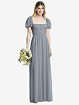 Alt View 1 Thumbnail - Platinum Regency Empire Waist Puff Sleeve Chiffon Maxi Dress