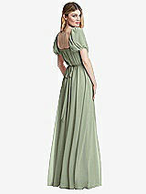 Rear View Thumbnail - Sage Regency Empire Waist Puff Sleeve Chiffon Maxi Dress