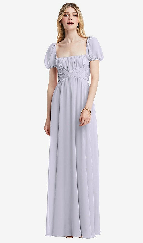 Front View - Silver Dove Regency Empire Waist Puff Sleeve Chiffon Maxi Dress